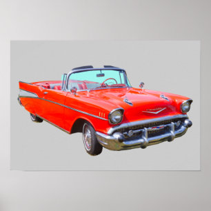 1957 Chevrolet Bel Air Convertible Antiek Auto Poster