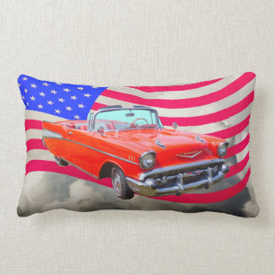 1957 Chevrolet Bel Air en Amerikaanse vlag Kussen