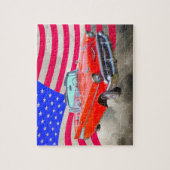 1957 Chevrolet Bel Air en de Amerikaanse vlag Legpuzzel (Verticaal)