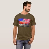 1957 Chevrolet Bel Air en de Amerikaanse vlag T-shirt (Voorkant volledig)