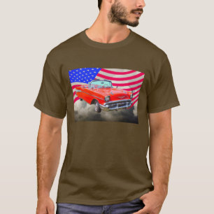 1957 Chevrolet Bel Air en de Amerikaanse vlag T-shirt