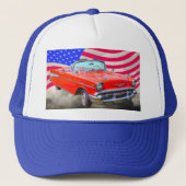 1957 Chevrolet Bel Air en de Amerikaanse vlag Trucker Pet (Voorkant)
