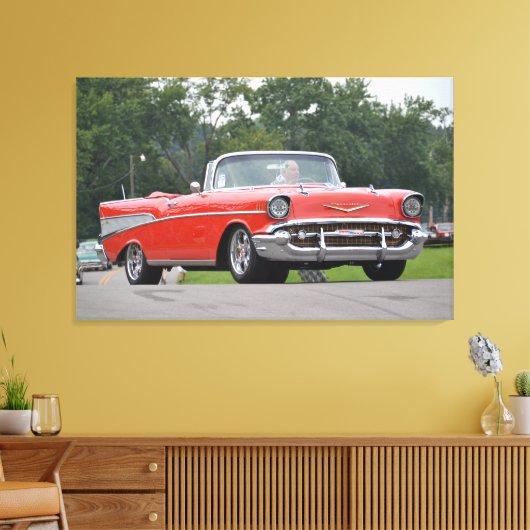 1957 Chevrolet Convertible rood met aangepaste wie Canvas Afdruk (Insitu (Woonkamer))