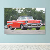 1957 Chevrolet Convertible rood met aangepaste wie Canvas Afdruk (Insitu (Houten vloer))