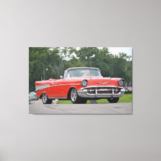 1957 Chevrolet Convertible rood met aangepaste wie Canvas Afdruk