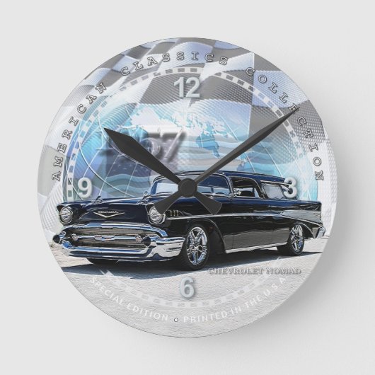 1957 Chevrolet Nomad Decorative Wall Clock Ronde Klok (Voorkant)