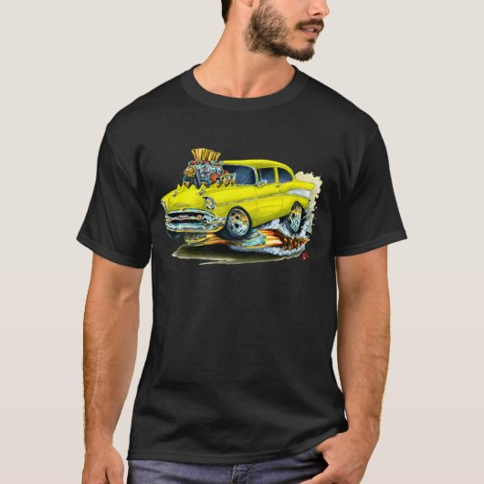 1957 Chevy 150-210 gele auto T-shirt (Voorkant)