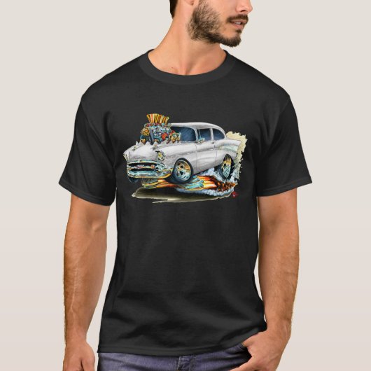 1957 Chevy 150-210 witte auto T-shirt (Voorkant)