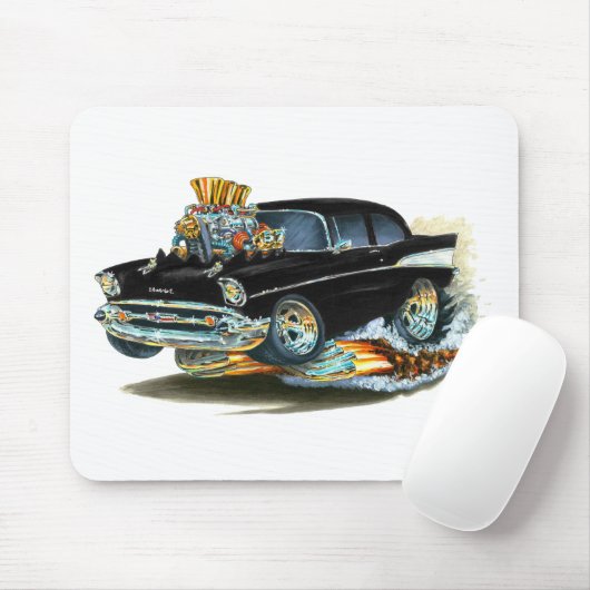 1957 Chevy 150-210 zwarte auto Muismat (Met muis)