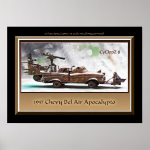 1957 Chevy Bel Air, Art Car, Junk, Post Apocalypse Poster