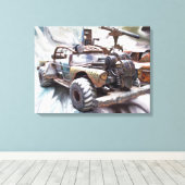 1957 Chevy Bel Air, Classic Apocalptic Rod Car Canvas Afdruk (Insitu (Houten vloer))