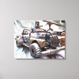 1957 Chevy Bel Air, Classic Apocalptic Rod Car Canvas Afdruk