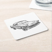 1957 Chevy Bel Air Classic Car Illustration Kartonnen Onderzetters (Schuin)