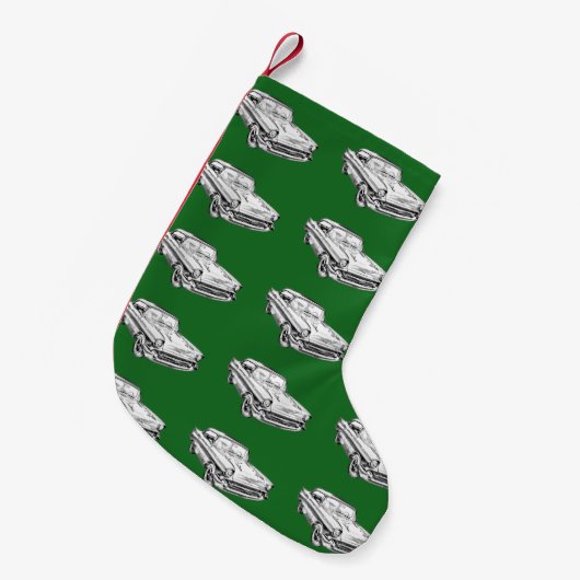 1957 Chevy Bel Air Classic Car Illustration Kleine Kerstsok (Voorkant (Hangend))