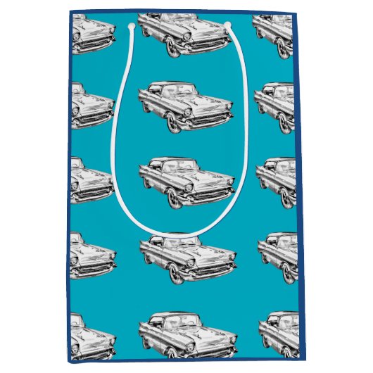 1957 Chevy Bel Air Classic Car Illustration Medium Cadeauzakje (Voorkant)