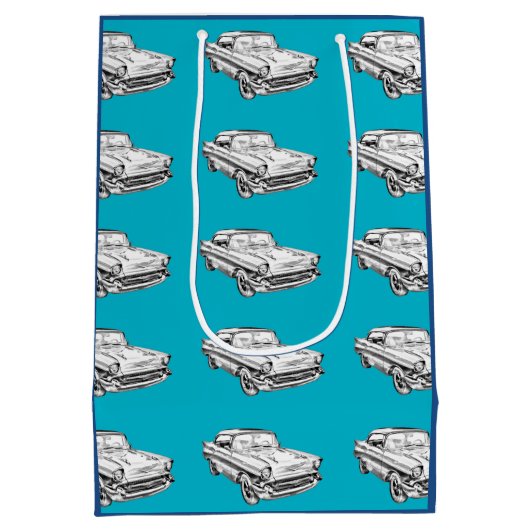 1957 Chevy Bel Air Classic Car Illustration Medium Cadeauzakje (Achterkant)