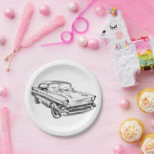 1957 Chevy Bel Air Classic Car Illustration Papieren Bordje (Feest)