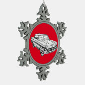 1957 Chevy Bel Air Classic Car Illustration Tin Sneeuwvlok Ornament (Links)