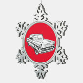 1957 Chevy Bel Air Classic Car Illustration Tin Sneeuwvlok Ornament (Rechts)