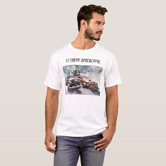 1957 Chevy Bel Air, Classic, junk Post Apocalypse T-shirt (Voorkant volledig)