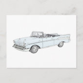 1957 Chevy Bel Air Convertible Baby Blue en White Briefkaart (Voorkant)