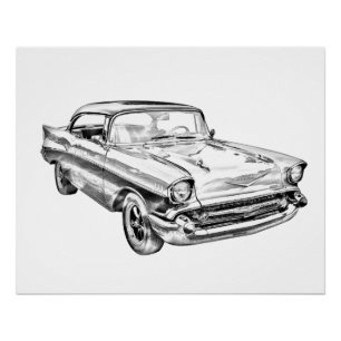 1957 Chevy Bel Air klassieke auto-illustratie Poster