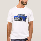 1957 Chevy Belair Blue-White Hot Rod T-shirt (Voorkant)