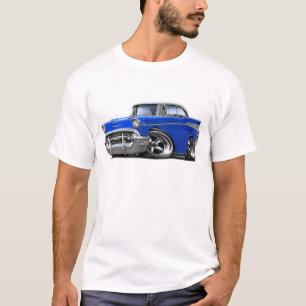1957 Chevy Belair Blue-White Hot Rod T-shirt