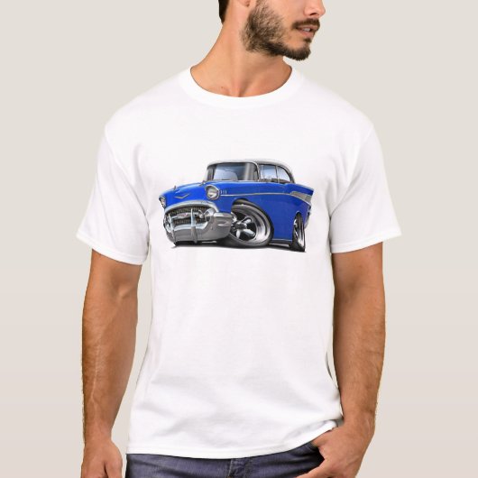 1957 Chevy Belair Blue-White Hot Rod T-shirt (Voorkant)