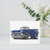 1957 Chevy Belair Dark Blue Convertible Hot Rod Briefkaart (Staand voorkant)