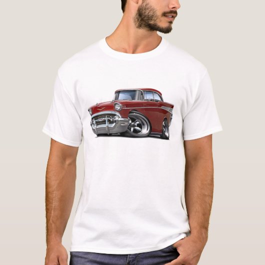 1957 Chevy Belair Maroon Hot Rod T-shirt (Voorkant)