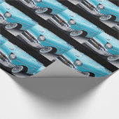 1957 Chevy in blauw, cadeauomslag. Cadeaupapier (Hoek)