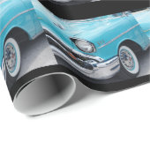 1957 Chevy in blauw, cadeauomslag. Cadeaupapier (Rol Hoek)