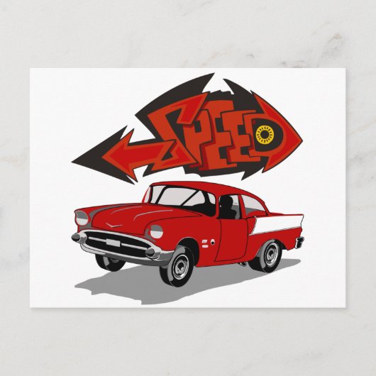  1957 Chevy met grafitti Text Speed Briefkaart (Voorkant)