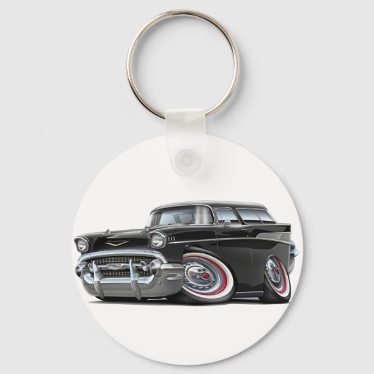 1957 Chevy Nomad Black Car Sleutelhanger (Voorkant)