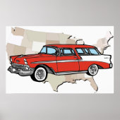 1957 Chevy Nomad Classic Car Poster (Voorkant)