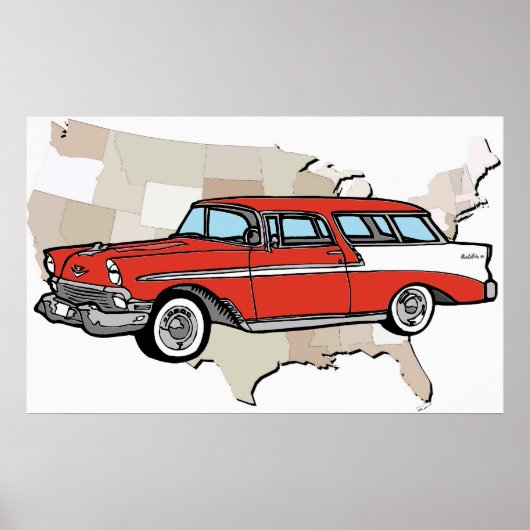  1957 Chevy Nomad Classic Car Poster (Voorkant)