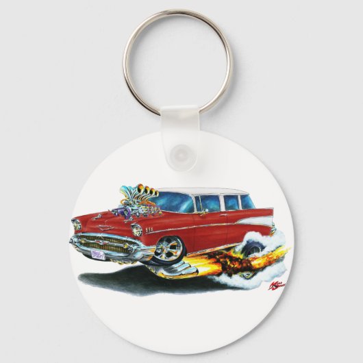 1957 Chevy Nomad Maroon Car Sleutelhanger (Voorkant)