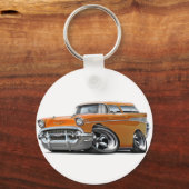 1957 Chevy Nomad Oranje Hot Rod Sleutelhanger (Voorkant)