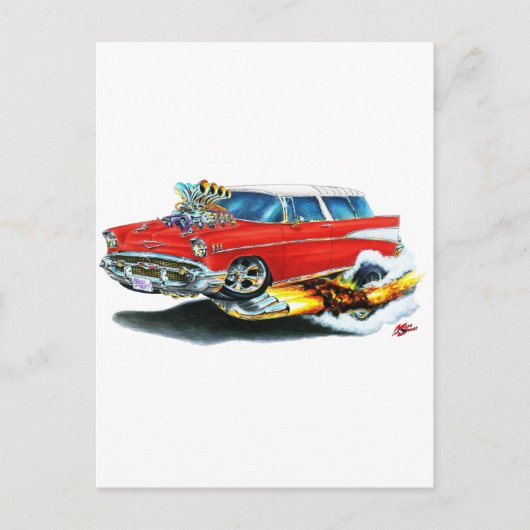 1957 Chevy Nomad Red Car Briefkaart (Voorkant)