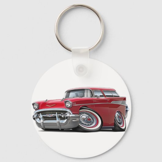 1957 Chevy Nomad Red Car Sleutelhanger (Voorkant)