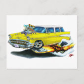 1957 Chevy Nomad Yellow Car Briefkaart (Voorkant)