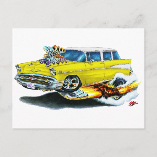 1957 Chevy Nomad Yellow Car Briefkaart (Voorkant)