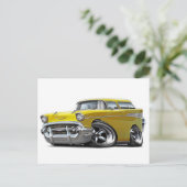 1957 Chevy Nomad Yellow Hot Rod Briefkaart (Staand voorkant)