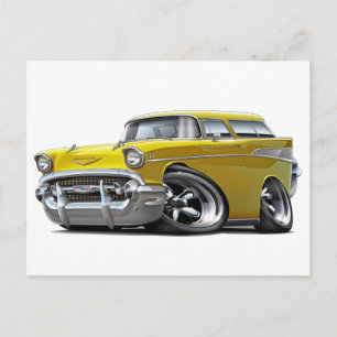 1957 Chevy Nomad Yellow Hot Rod Briefkaart