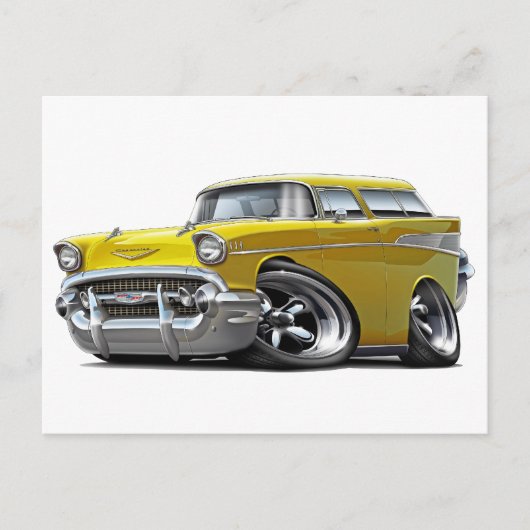 1957 Chevy Nomad Yellow Hot Rod Briefkaart (Voorkant)