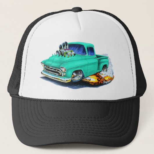 1957 Chevy Pickup Seafoam Green Trucker Pet (Voorkant)