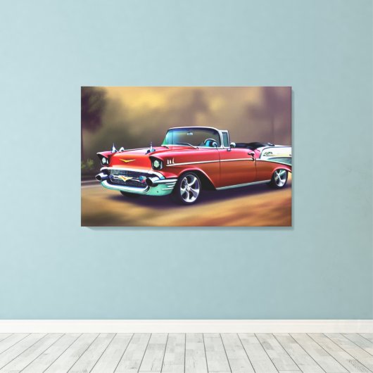1957 Classic Car Canvas Print (Insitu (Houten vloer))
