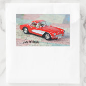 1957 Corvette op de routekaart Rechthoekige Sticker (Tas)