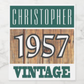 1957 Geboorte Wijn Label Etiket (Enkel label)